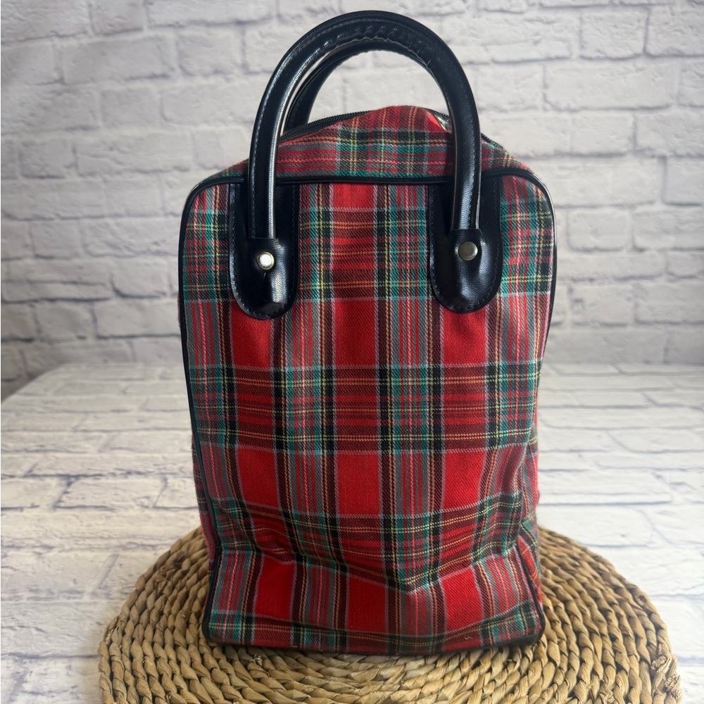 Vintage Aladdin Red Tartan Plaid Picnic Bag/ Lunch Box.